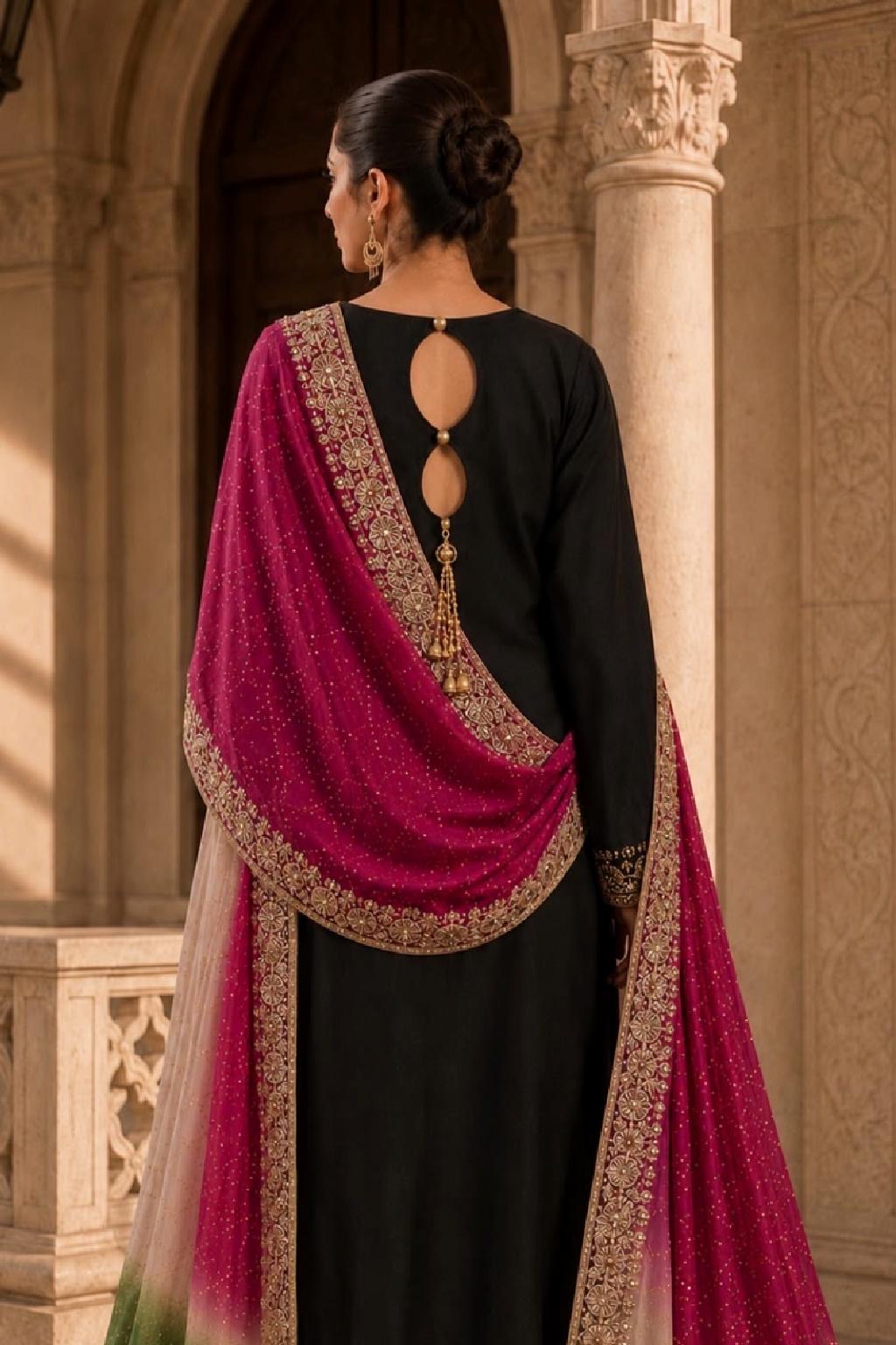 Midnight Black Chunri Dress