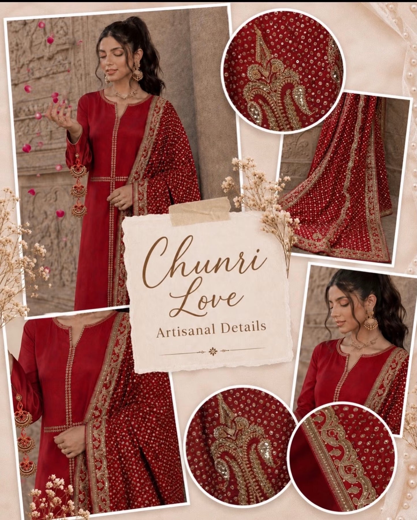 Ruby Red Chunri Dress