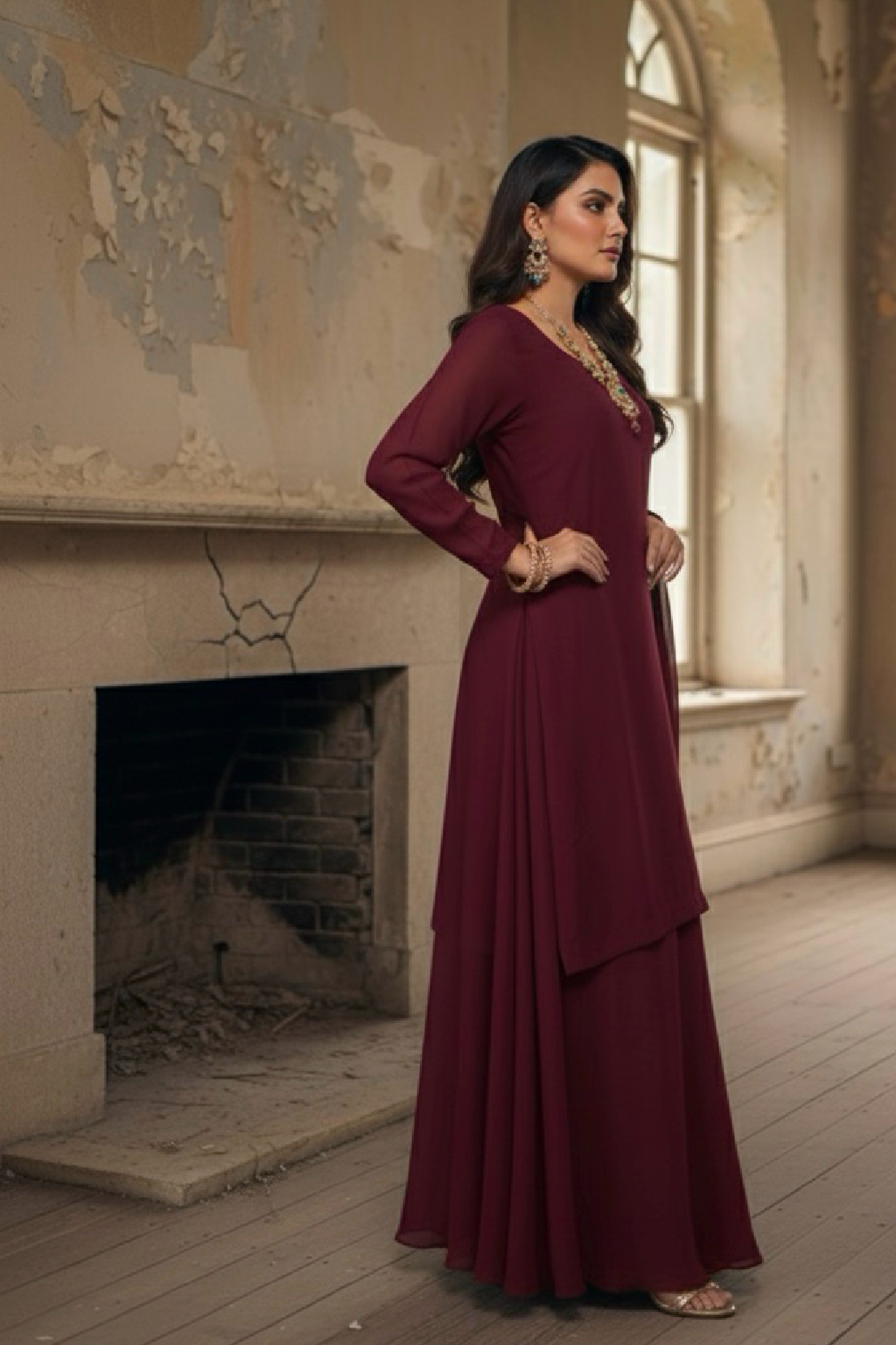 Maroon Dilrba Dress