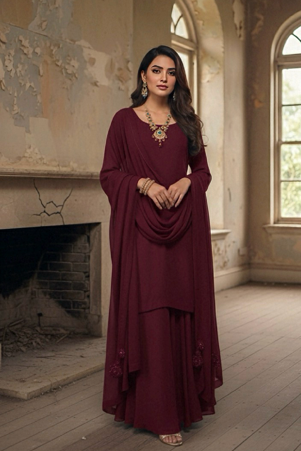 Maroon Dilrba Dress